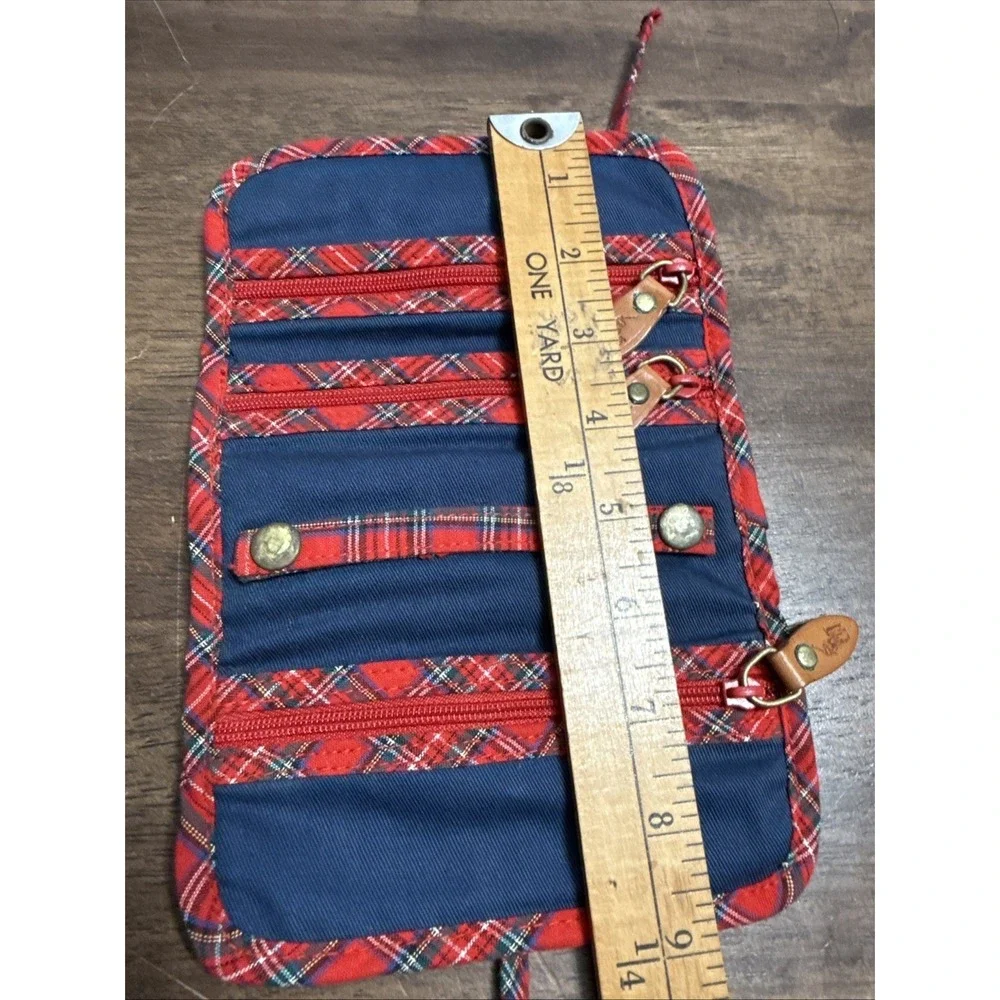Vintage Polo Ralph Lauren Tartan Plaid Jewelry Travel Roll Tie Case Bag